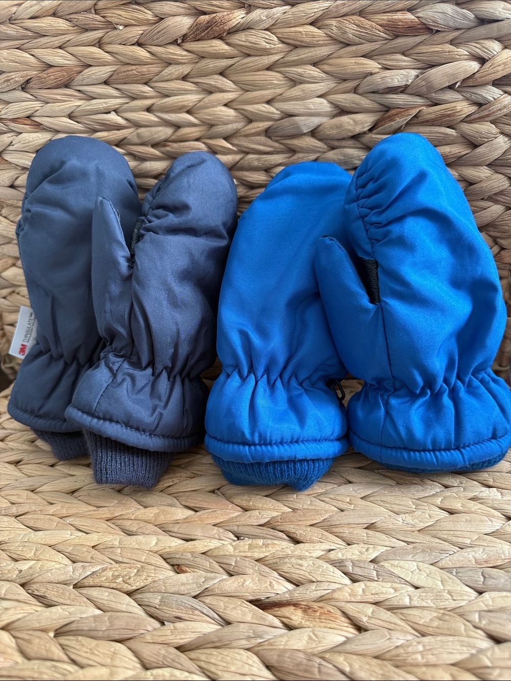 Bundle 3M Thinsulate Kids Boys Mittens - Blue and Gray